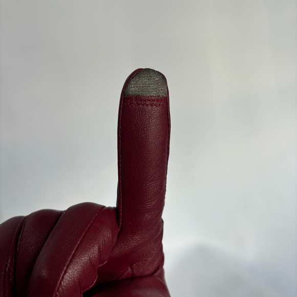 GENUINE LEATHER BURGUNDY GLOVES WITH TECH TOUCH - Picture 7 of 8